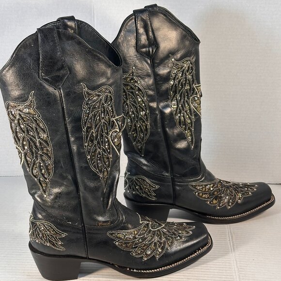 Ladies size 9.5 Black Leather Boots - Picture 5 of 16